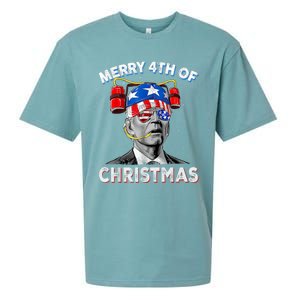 Merry 4th Of Christmas Funny Joe Biden Confused 4th Of July Sueded Cloud Jersey T-Shirt