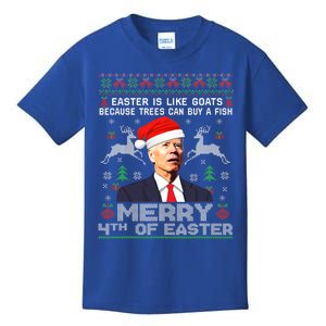 Merry 4th Of Easter Funny Biden Ugly Christmas Sweater Kids T-Shirt