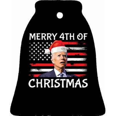 Merry 4th Of Easter Funny Joe Biden Christmas America Flag Ceramic Bell Ornament