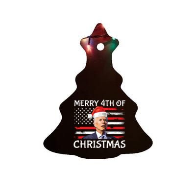 Merry 4th Of Easter Funny Joe Biden Christmas America Flag Ceramic Tree Ornament