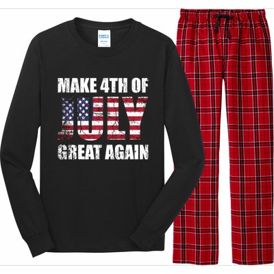 Make 4th Of July 1776 Great Again Us Flag Distressed Cool Gift Long Sleeve Pajama Set