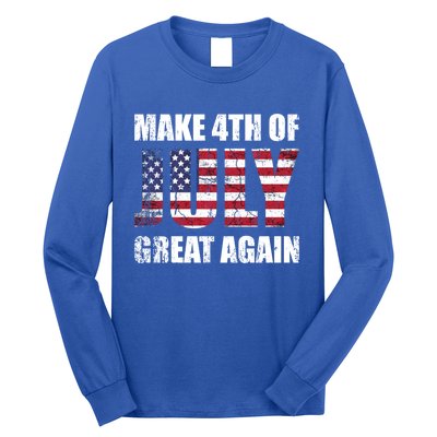 Make 4th Of July 1776 Great Again Us Flag Distressed Cool Gift Long Sleeve Shirt