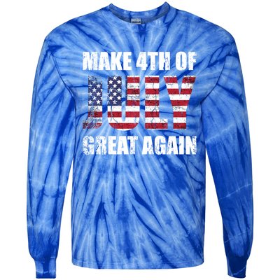 Make 4th Of July 1776 Great Again Us Flag Distressed Cool Gift Tie-Dye Long Sleeve Shirt