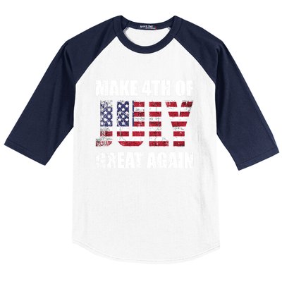 Make 4th Of July 1776 Great Again Us Flag Distressed Cool Gift Baseball Sleeve Shirt