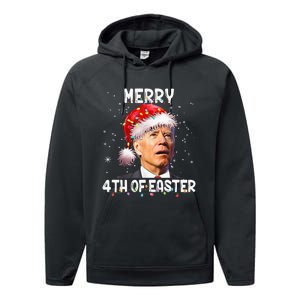 Merry 4th Of Easter Funny Santa Joe Biden Christmas Confused Performance Fleece Hoodie