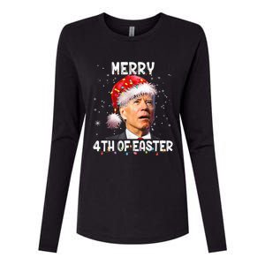 Merry 4th Of Easter Funny Santa Joe Biden Christmas Confused Womens Cotton Relaxed Long Sleeve T-Shirt