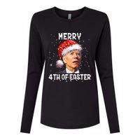 Merry 4th Of Easter Funny Santa Joe Biden Christmas Confused Womens Cotton Relaxed Long Sleeve T-Shirt