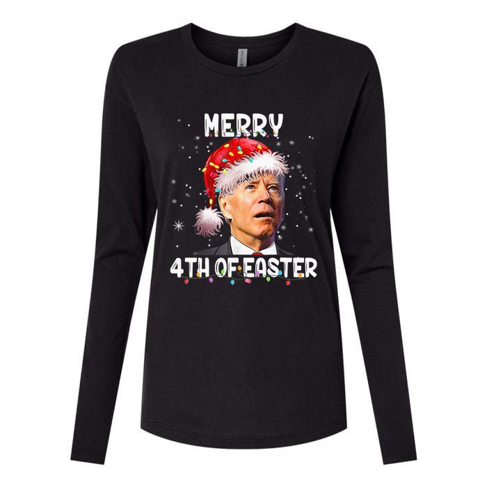 Merry 4th Of Easter Funny Santa Joe Biden Christmas Confused Womens Cotton Relaxed Long Sleeve T-Shirt