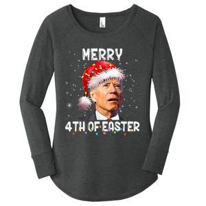 Merry 4th Of Easter Funny Santa Joe Biden Christmas Confused Women's Perfect Tri Tunic Long Sleeve Shirt