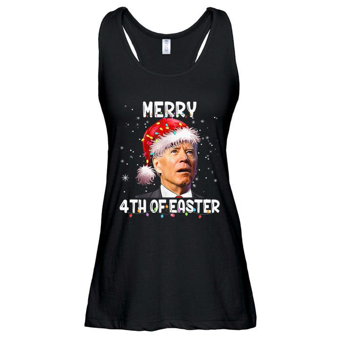 Merry 4th Of Easter Funny Santa Joe Biden Christmas Confused Ladies Essential Flowy Tank