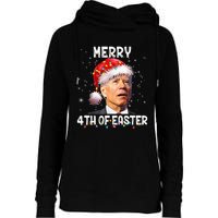 Merry 4th Of Easter Funny Santa Joe Biden Christmas Confused Womens Funnel Neck Pullover Hood