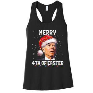 Merry 4th Of Easter Funny Santa Joe Biden Christmas Confused Women's Racerback Tank