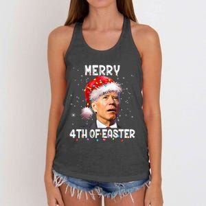 Merry 4th Of Easter Funny Santa Joe Biden Christmas Confused Women's Knotted Racerback Tank