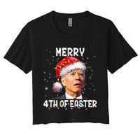 Merry 4th Of Easter Funny Santa Joe Biden Christmas Confused Women's Crop Top Tee