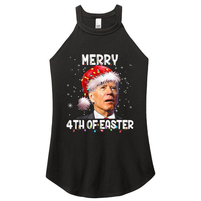 Merry 4th Of Easter Funny Santa Joe Biden Christmas Confused Women's Perfect Tri Rocker Tank