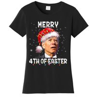 Merry 4th Of Easter Funny Santa Joe Biden Christmas Confused Women's T-Shirt