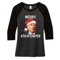 Merry 4th Of Easter Funny Santa Joe Biden Christmas Confused Women's Tri-Blend 3/4-Sleeve Raglan Shirt