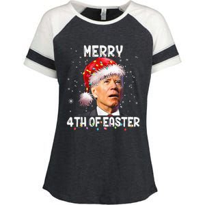 Merry 4th Of Easter Funny Santa Joe Biden Christmas Confused Enza Ladies Jersey Colorblock Tee