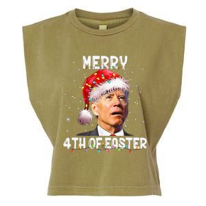 Merry 4th Of Easter Funny Santa Joe Biden Christmas Confused Garment-Dyed Women's Muscle Tee