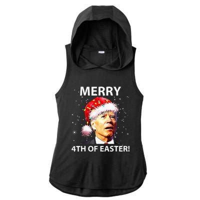 Merry 4th Of Easter Funny Joe Biden Christmas Ugly Sweater Ladies PosiCharge Tri-Blend Wicking Draft Hoodie Tank