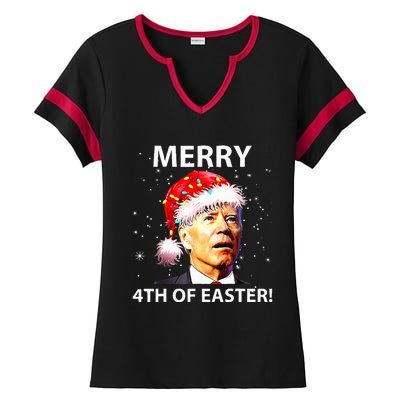 Merry 4th Of Easter Funny Joe Biden Christmas Ugly Sweater Ladies Halftime Notch Neck Tee