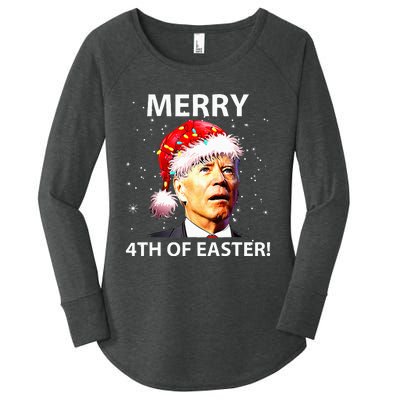 Merry 4th Of Easter Funny Joe Biden Christmas Ugly Sweater Women's Perfect Tri Tunic Long Sleeve Shirt