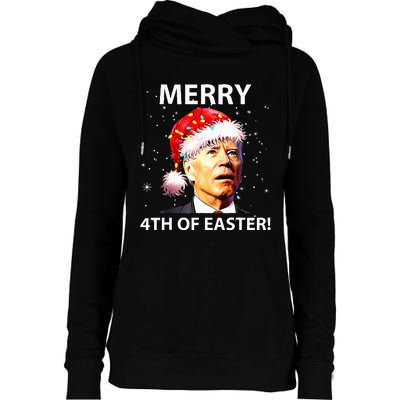 Merry 4th Of Easter Funny Joe Biden Christmas Ugly Sweater Womens Funnel Neck Pullover Hood