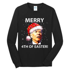 Merry 4th Of Easter Funny Joe Biden Christmas Ugly Sweater Tall Long Sleeve T-Shirt