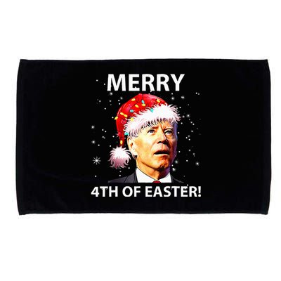 Merry 4th Of Easter Funny Joe Biden Christmas Ugly Sweater Microfiber Hand Towel