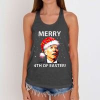 Merry 4th Of Easter Funny Joe Biden Christmas Ugly Sweater Women's Knotted Racerback Tank