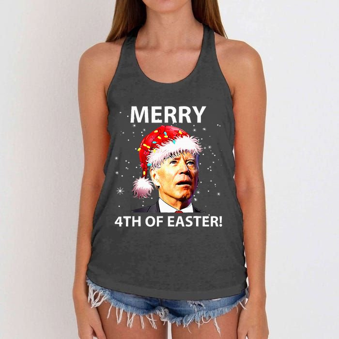 Merry 4th Of Easter Funny Joe Biden Christmas Ugly Sweater Women's Knotted Racerback Tank