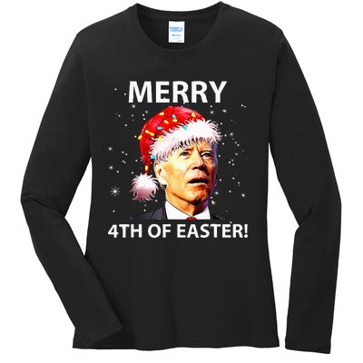 Merry 4th Of Easter Funny Joe Biden Christmas Ugly Sweater Ladies Long Sleeve Shirt