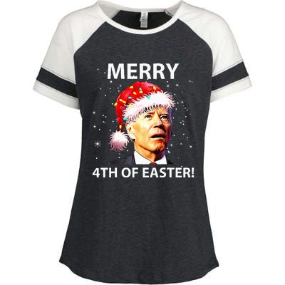 Merry 4th Of Easter Funny Joe Biden Christmas Ugly Sweater Enza Ladies Jersey Colorblock Tee