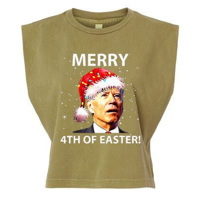 Merry 4th Of Easter Funny Joe Biden Christmas Ugly Sweater Garment-Dyed Women's Muscle Tee