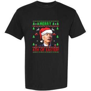 Merry 4th Of Easter Funny Joe Biden Christmas Ugly Garment-Dyed Heavyweight T-Shirt