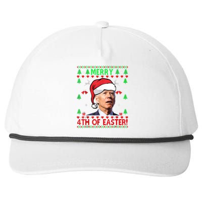 Merry 4th Of Easter Funny Joe Biden Christmas Ugly Snapback Five-Panel Rope Hat