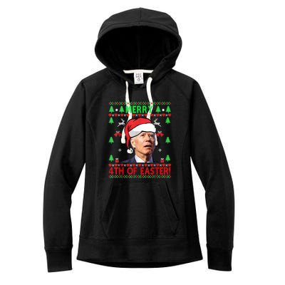 Merry 4th Of Easter Funny Joe Biden Christmas Ugly Women's Fleece Hoodie