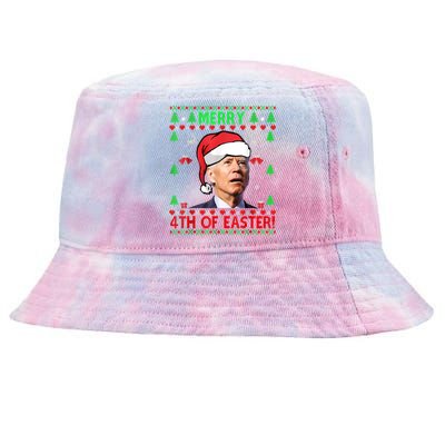 Merry 4th Of Easter Funny Joe Biden Christmas Ugly Tie-Dyed Bucket Hat