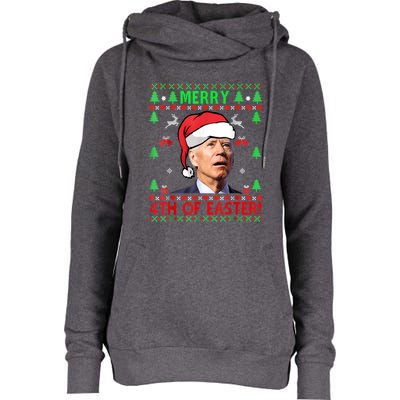 Merry 4th Of Easter Funny Joe Biden Christmas Ugly Womens Funnel Neck Pullover Hood