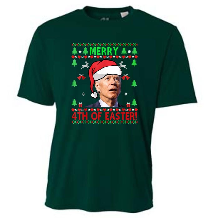 Merry 4th Of Easter Funny Joe Biden Christmas Ugly Cooling Performance Crew T-Shirt