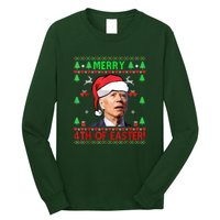 Merry 4th Of Easter Funny Joe Biden Christmas Ugly Long Sleeve Shirt