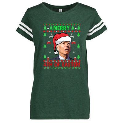 Merry 4th Of Easter Funny Joe Biden Christmas Ugly Enza Ladies Jersey Football T-Shirt