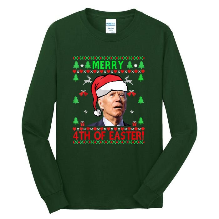 Merry 4th Of Easter Funny Joe Biden Christmas Ugly Tall Long Sleeve T-Shirt