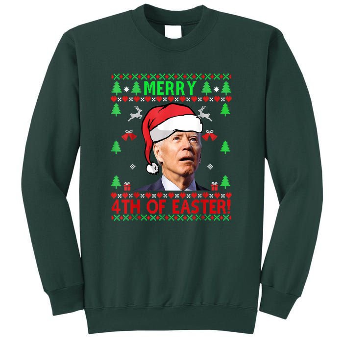 Merry 4th Of Easter Funny Joe Biden Christmas Ugly Tall Sweatshirt