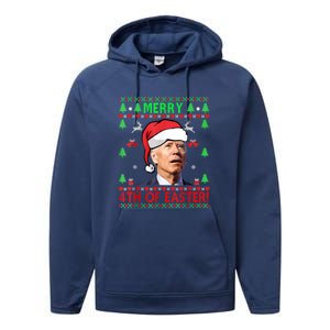 Merry 4th Of Easter Funny Joe Biden Christmas Ugly Performance Fleece Hoodie