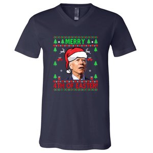 Merry 4th Of Easter Funny Joe Biden Christmas Ugly V-Neck T-Shirt