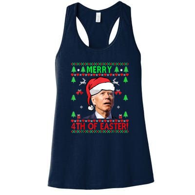 Merry 4th Of Easter Funny Joe Biden Christmas Ugly Women's Racerback Tank