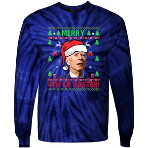 Merry 4th Of Easter Funny Joe Biden Christmas Ugly Tie-Dye Long Sleeve Shirt