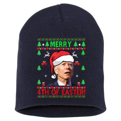 Merry 4th Of Easter Funny Joe Biden Christmas Ugly Short Acrylic Beanie