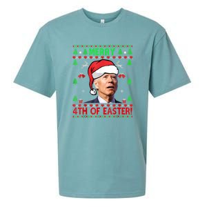 Merry 4th Of Easter Funny Joe Biden Christmas Ugly Sueded Cloud Jersey T-Shirt